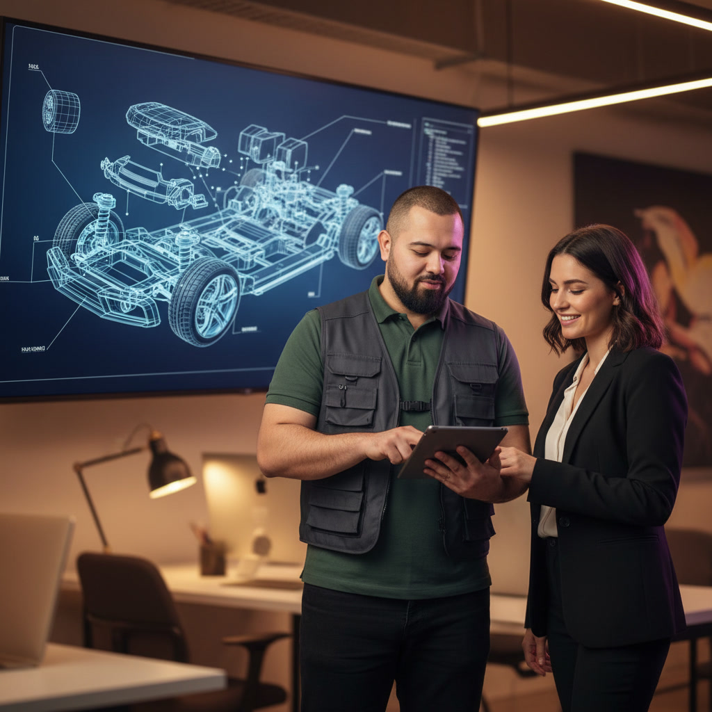 Kfz Gutachter Inspekto Kablan in Berlin Spandau bei der Erläuterung des Gutachtens